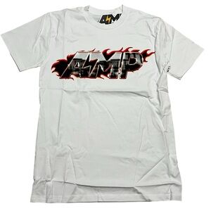 AMP any means possible men’s White Graphic T-Shirt‎ size small short sleeve